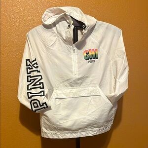 PINK Victoria's Secret White Hoodie with Rainbow Logo